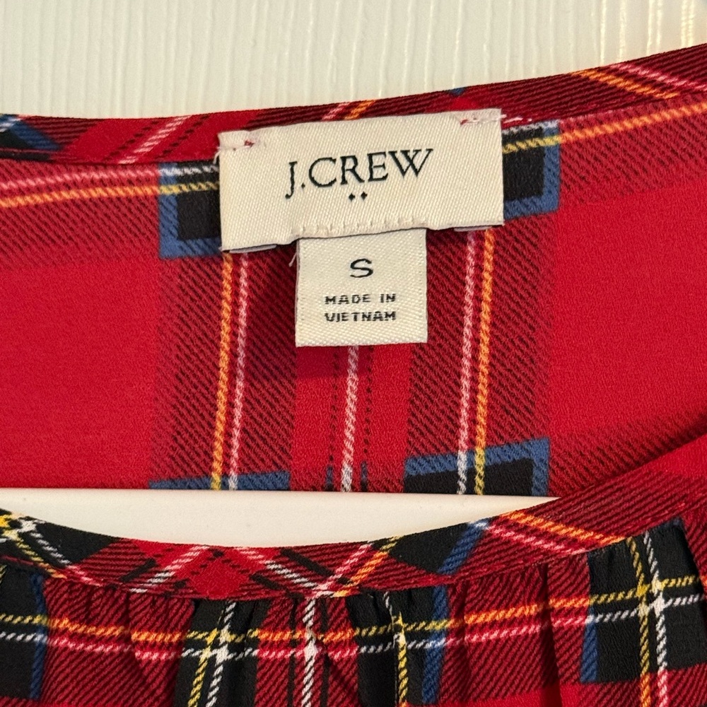 J. Crew Red Plaid Long-Sleeve Blouse - Size S - Picture 4 of 7